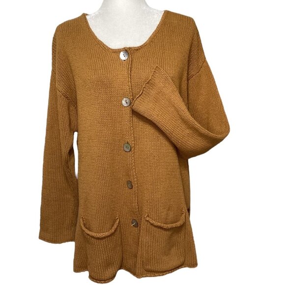 Vintage Anne Klein Agoya Shell‎ Button Silk Knit Cardigan Sweater - Size Medium - Picture 1 of 7